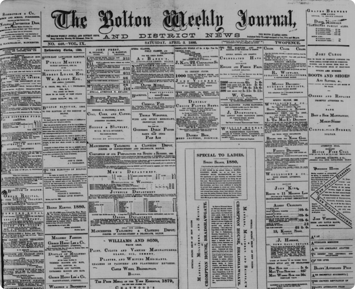 Bolton Journal & Guardian, 3 April 1880. 