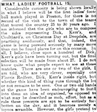 an early mention of dick kerr ladies in a 1917 newspaper