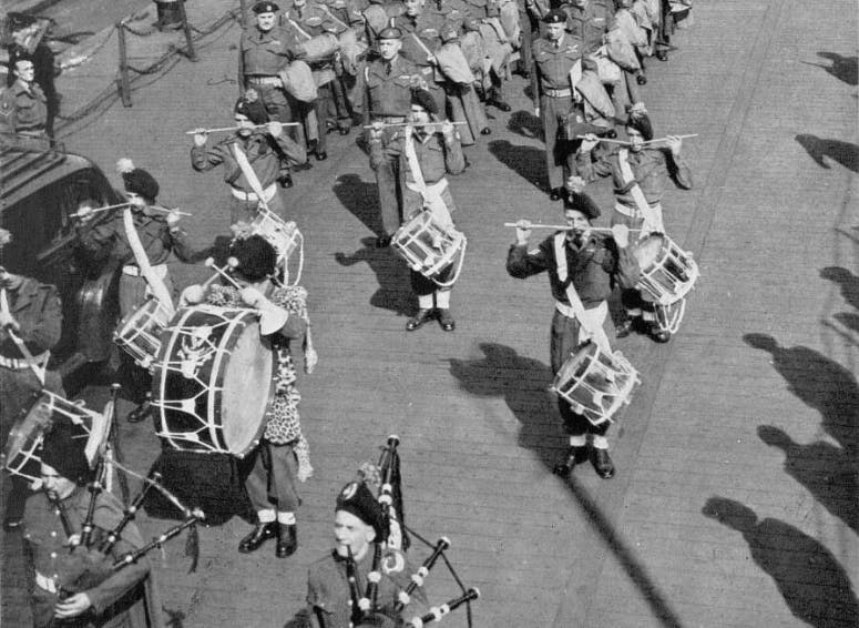 The marching band at the Queen's coronation, The Sphere, 1953.