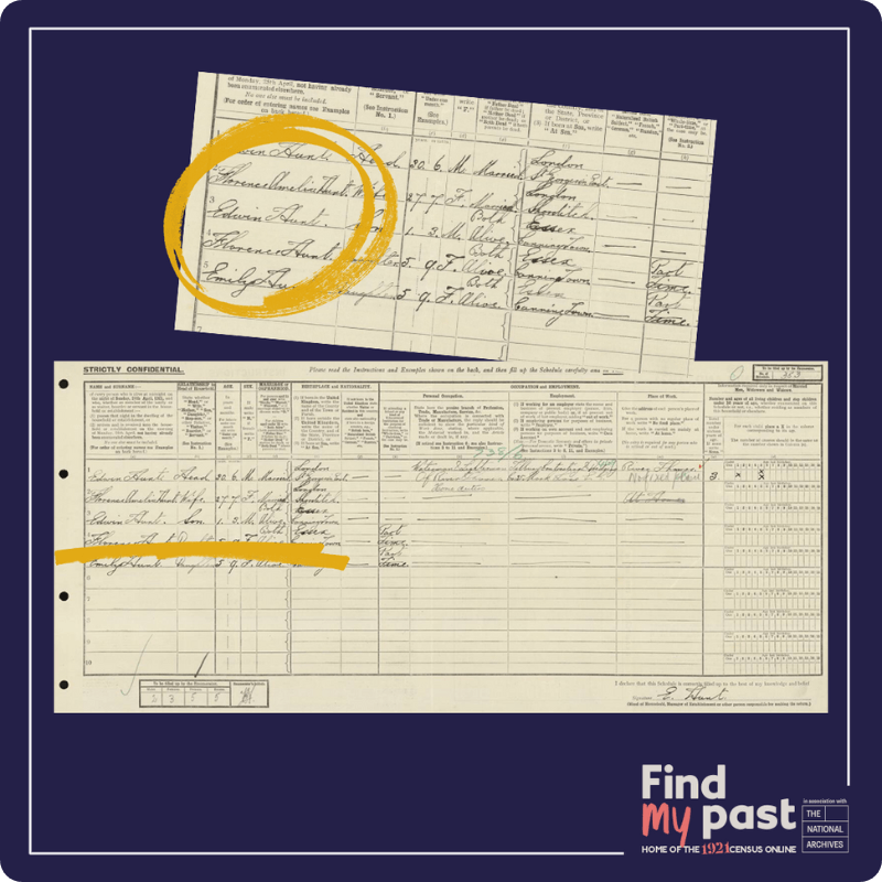 Edwin Hunt's 1921 Census return. View this record here.