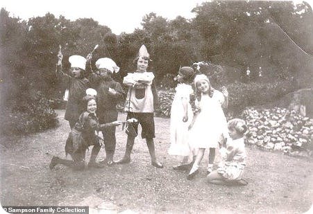 Audrey Hepburn (centre) pictured with other children during her time in Elham.