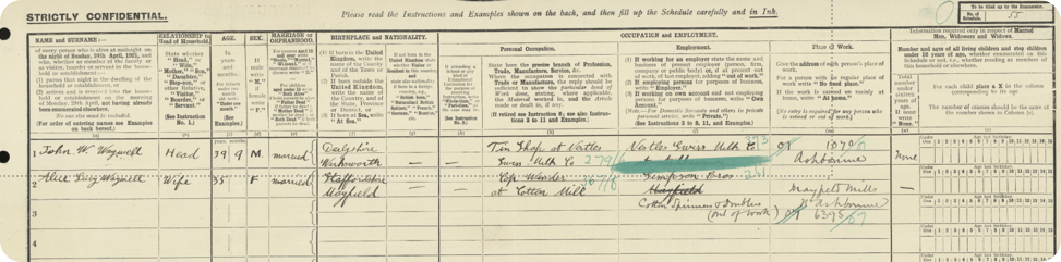 A Census return with Nestle listed as the employer.