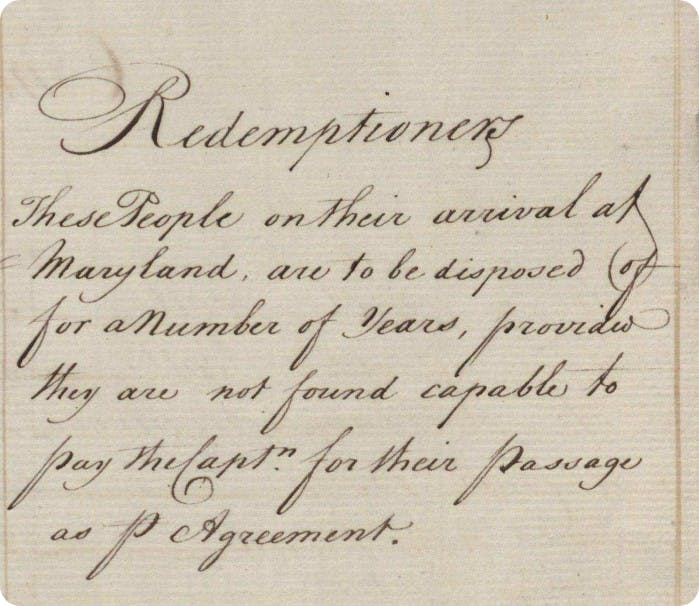 Indentured servants records