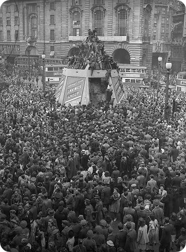VE Day in Piccadilly Circus