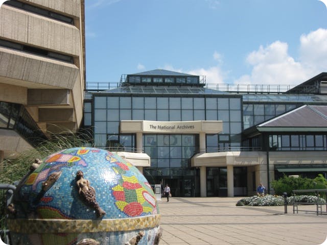 The National Archives building, Kew, London.