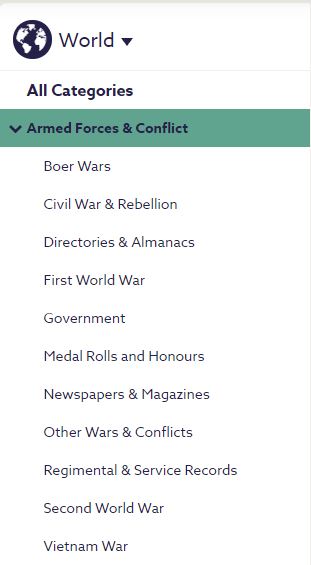 Findmypast's world military records