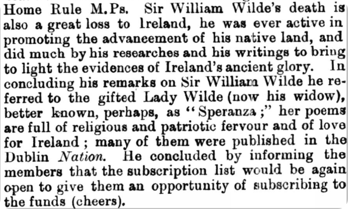 A report on William Wilde's death