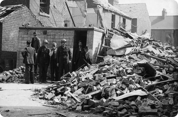 Air raid wardens in the Blitz, Hull, 1941.