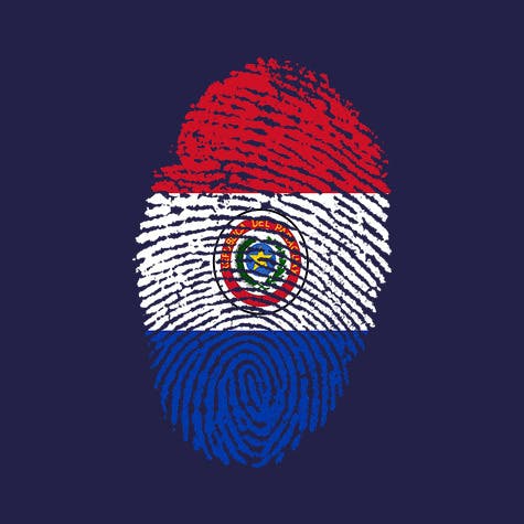 Illustration of a fingerprint coloured with the flag of Paraguay
