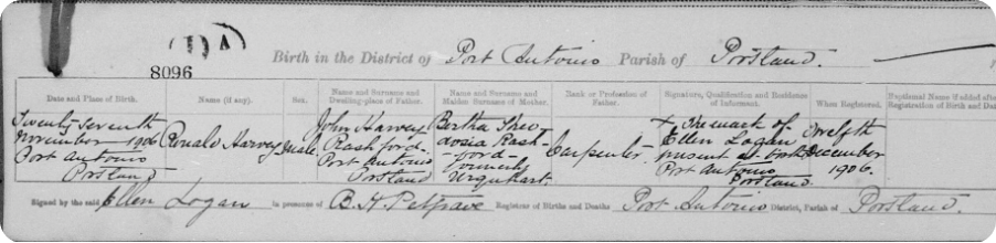 The baptism record of Marcus Rashford’s great-grandfather.