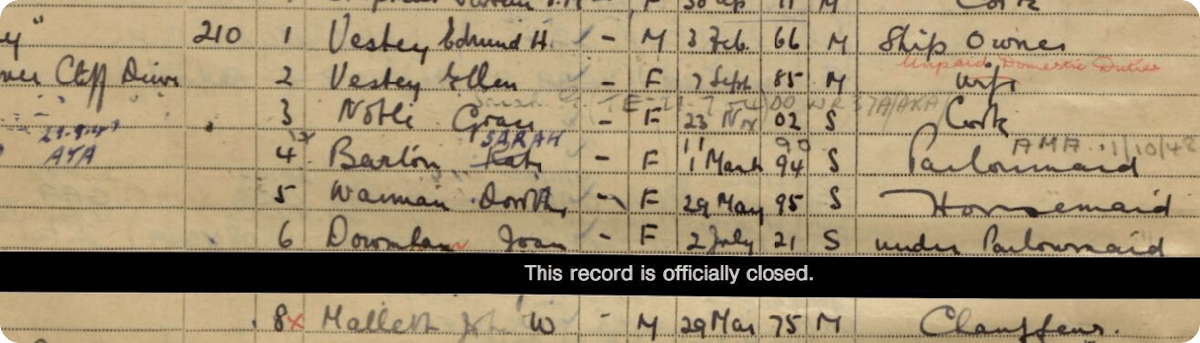 Edmund Vestey in the 1939 Register.