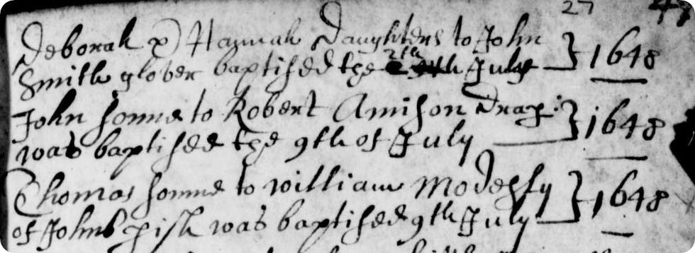 Like these handwritten baptism records from over 350 years ago