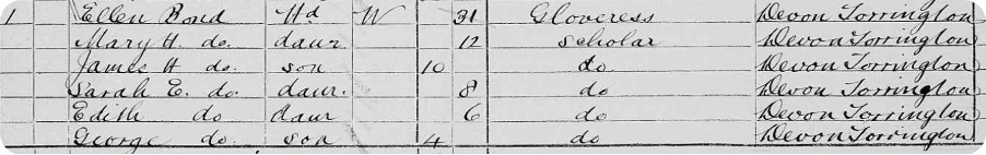 Jennie’s grandfather and great-grandmother on the 1881 Census. 