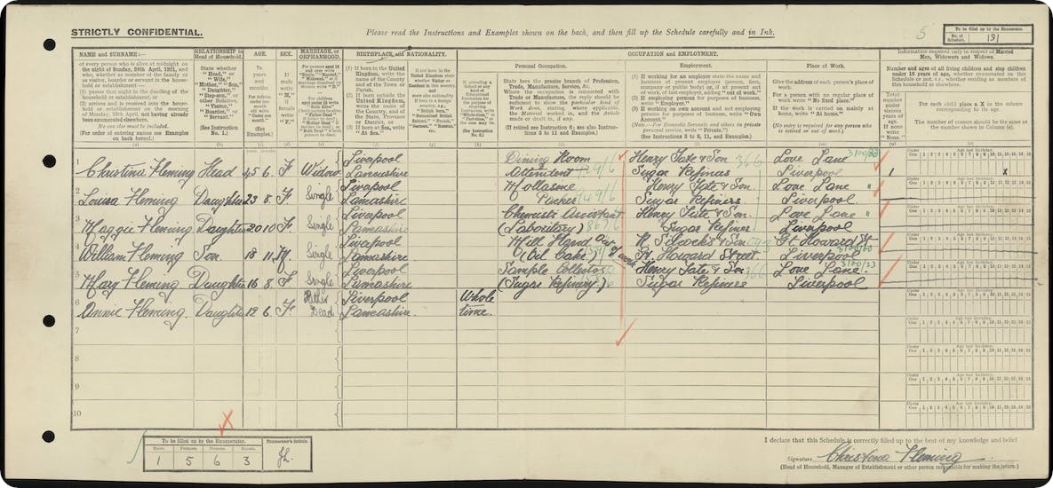 Mary Fleming in the 1921 Census. View this record.