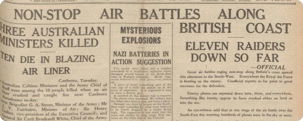 Battle of Britain newspaper reports