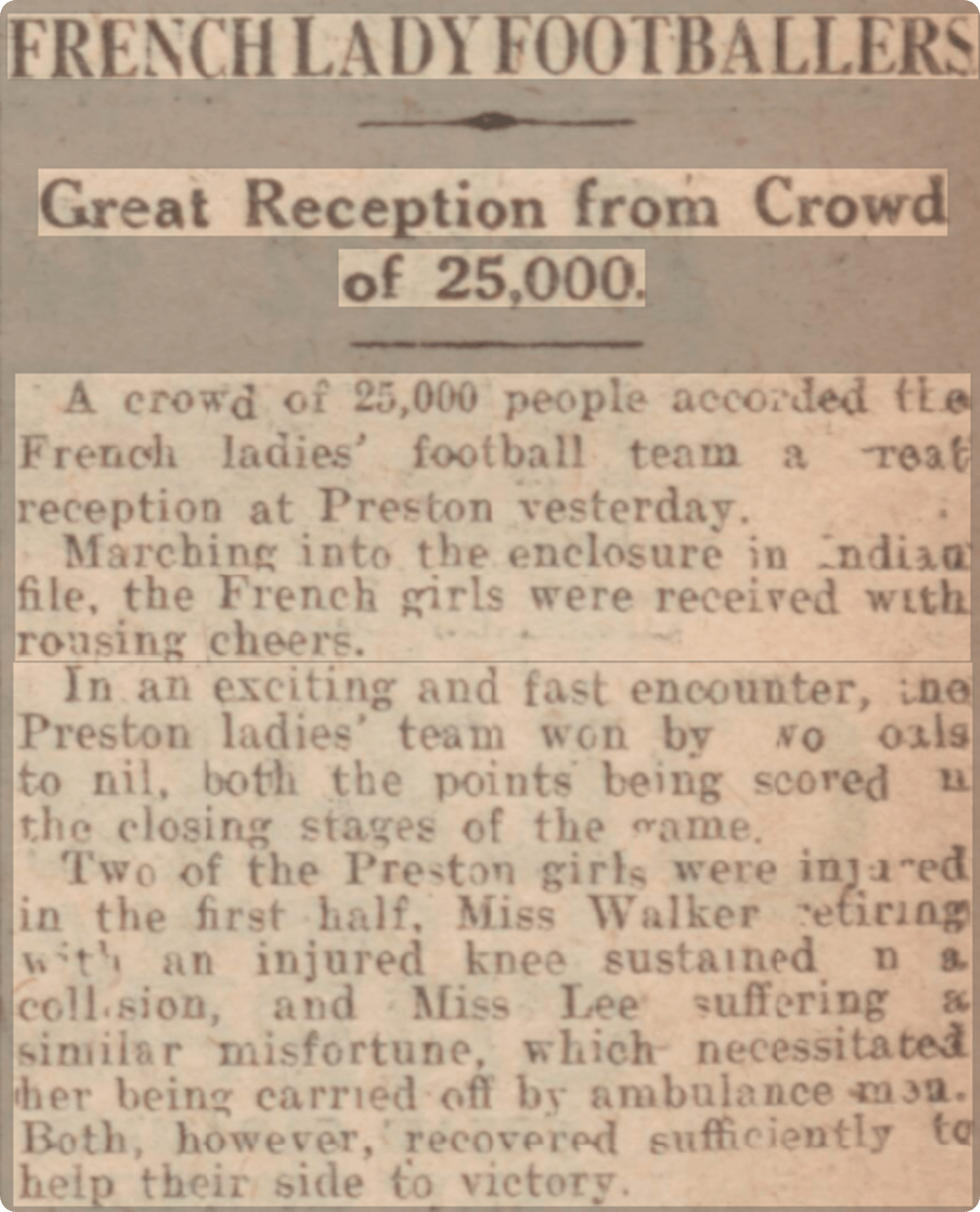Dick, Kerr Ladies defeat a French side in 1920
