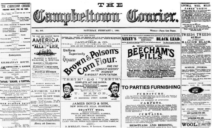 Campbeltown Courier, 1 February 1890.