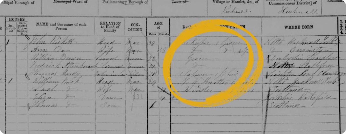 Frederick Augustus, David's grandfather, in the 1871 Census.