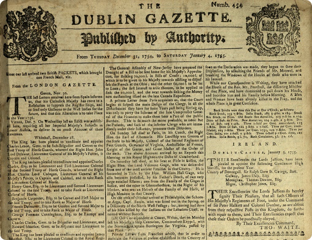 Search Dublin Gazette online