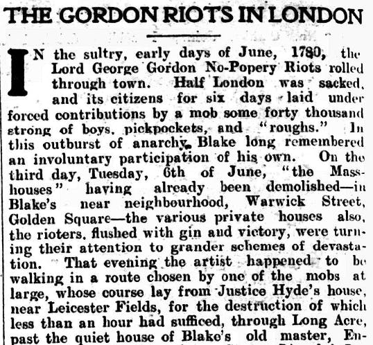 'The Gordon Riots in London', Sheffield Daily Telegraph, 1907