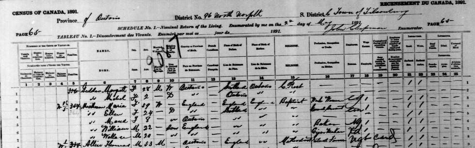 1891 Canadian Census