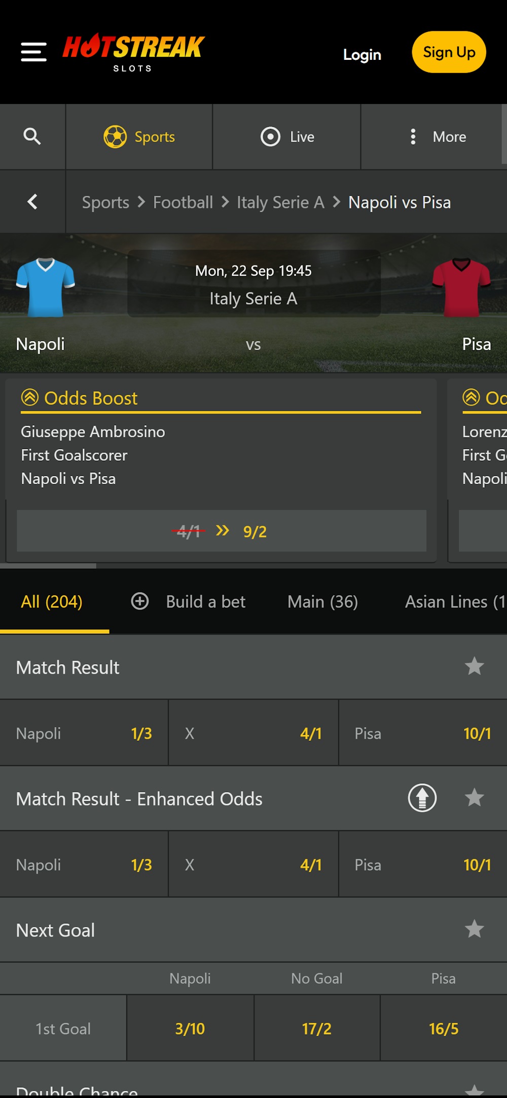 Hostreak sportsbook game