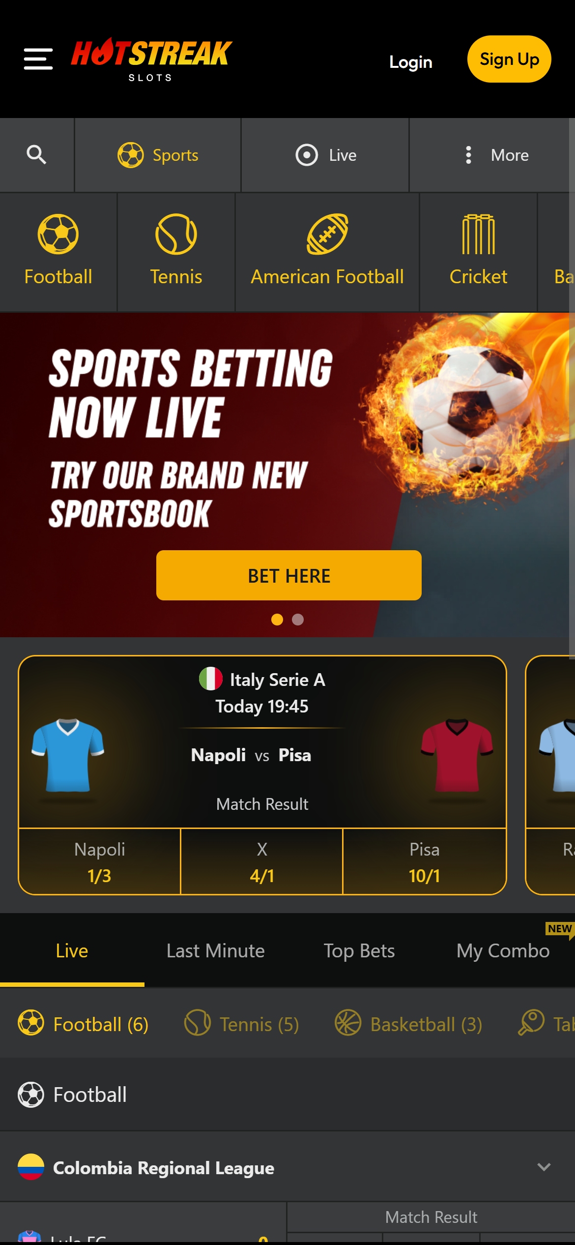 Hostreak sportsbook home