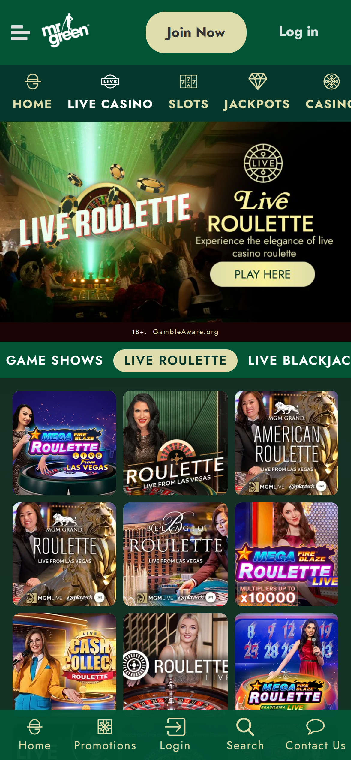 Mr Green Live Casino