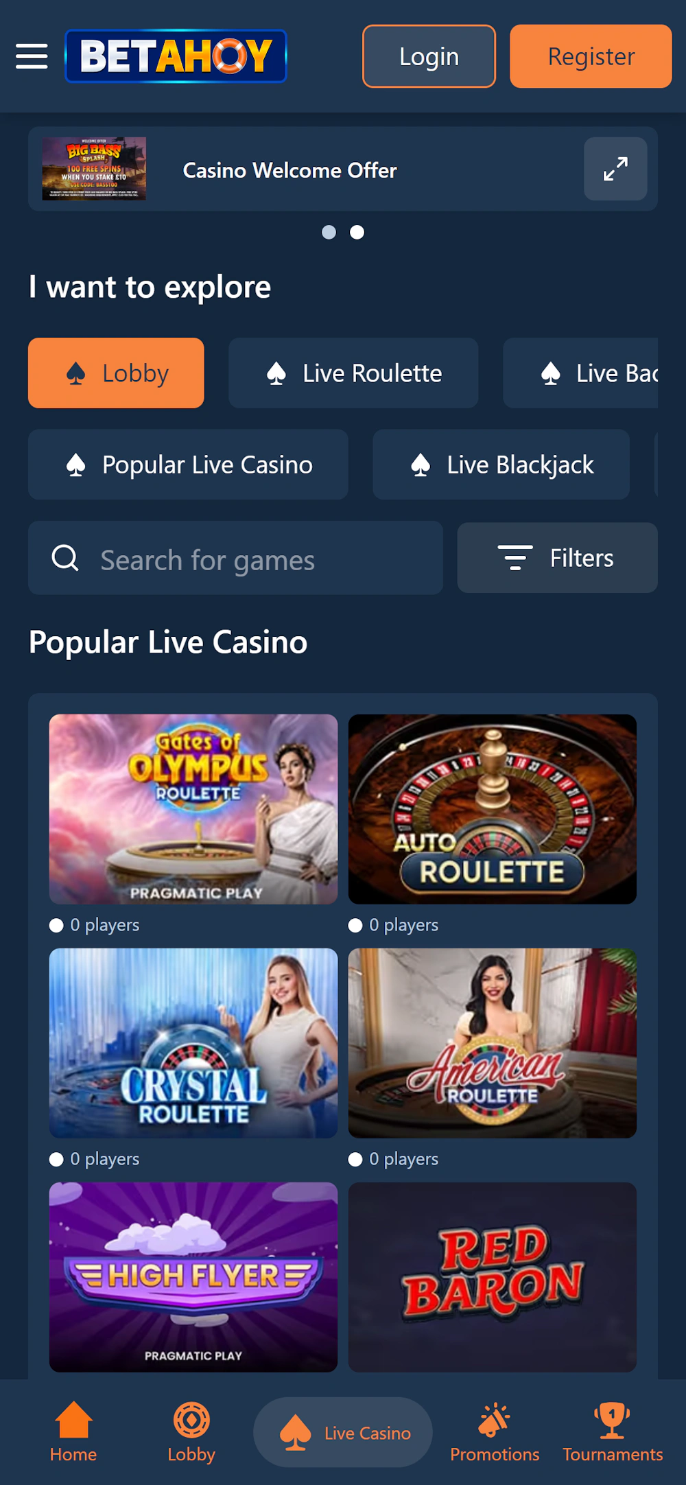 BetAhoy live casino
