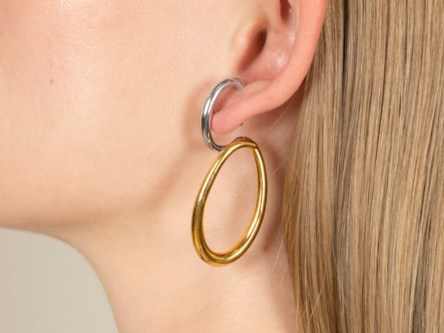 Gold & silver mixed metal earrings