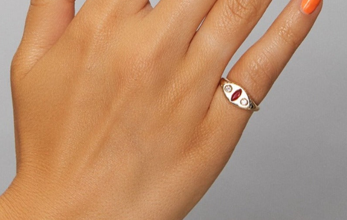 Yellow gold gemstone signet rings