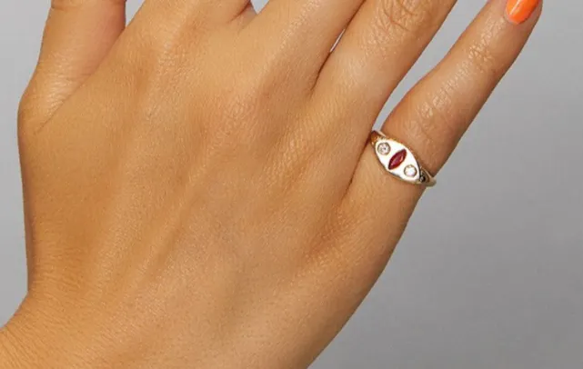 Yellow gold gemstone signet rings