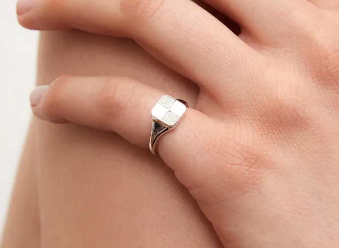 White gold signet rings