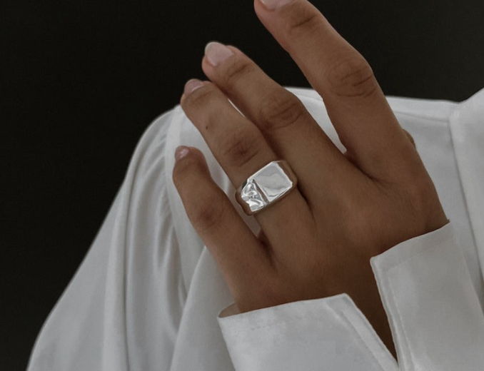 Silver signet rings