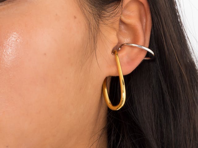Gold & silver mixed metal ear cuffs