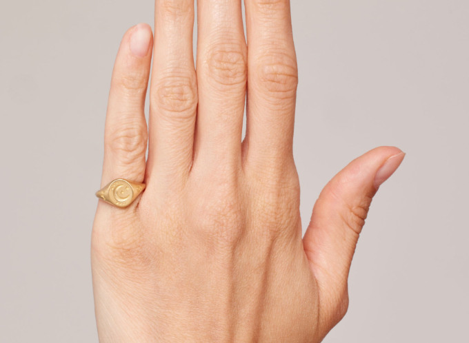 Yellow gold signet rings for pinky fingers