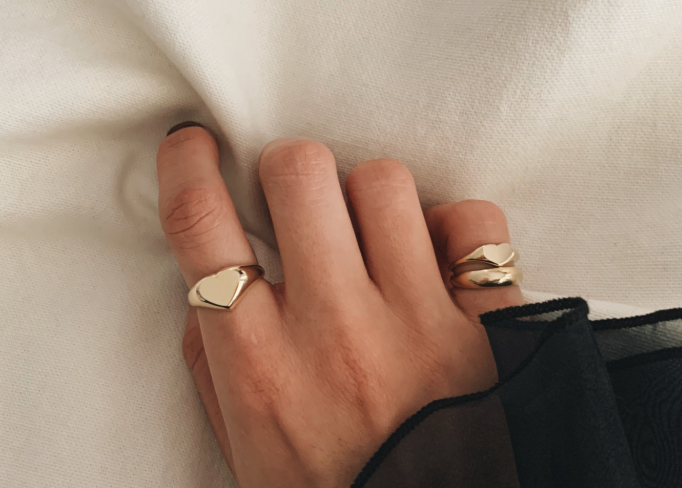 Yellow gold signet rings