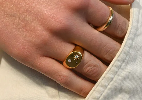 Solid gold signet rings