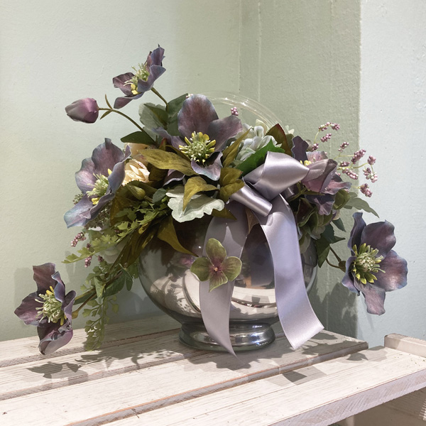 Composizione fiori artificiali con vaso