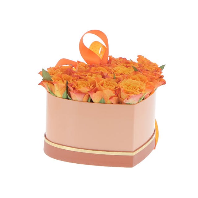 Cuore arancio in scatola a forma di cuore