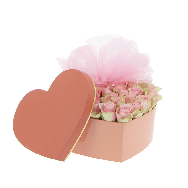 Rose in scatola cuore grande