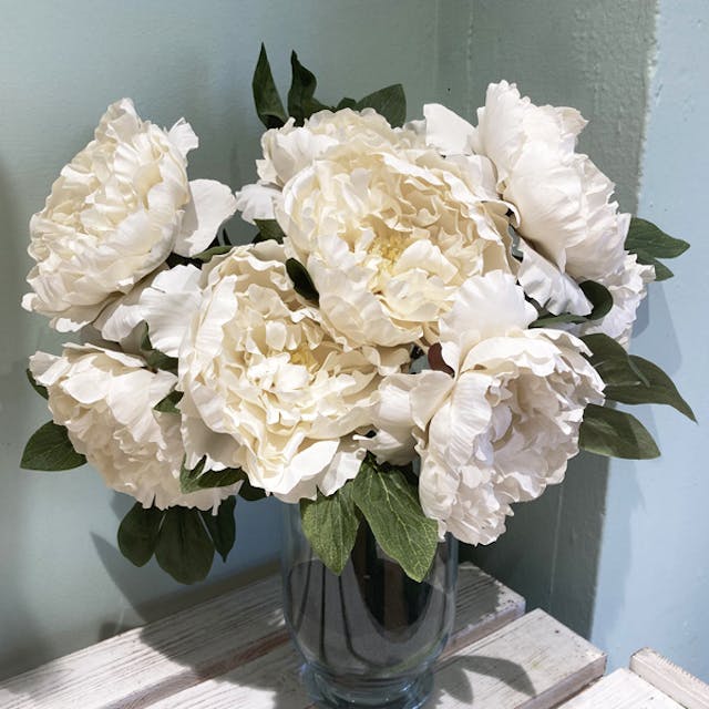 Bouquet di Peonie artificiali in vaso di vetro