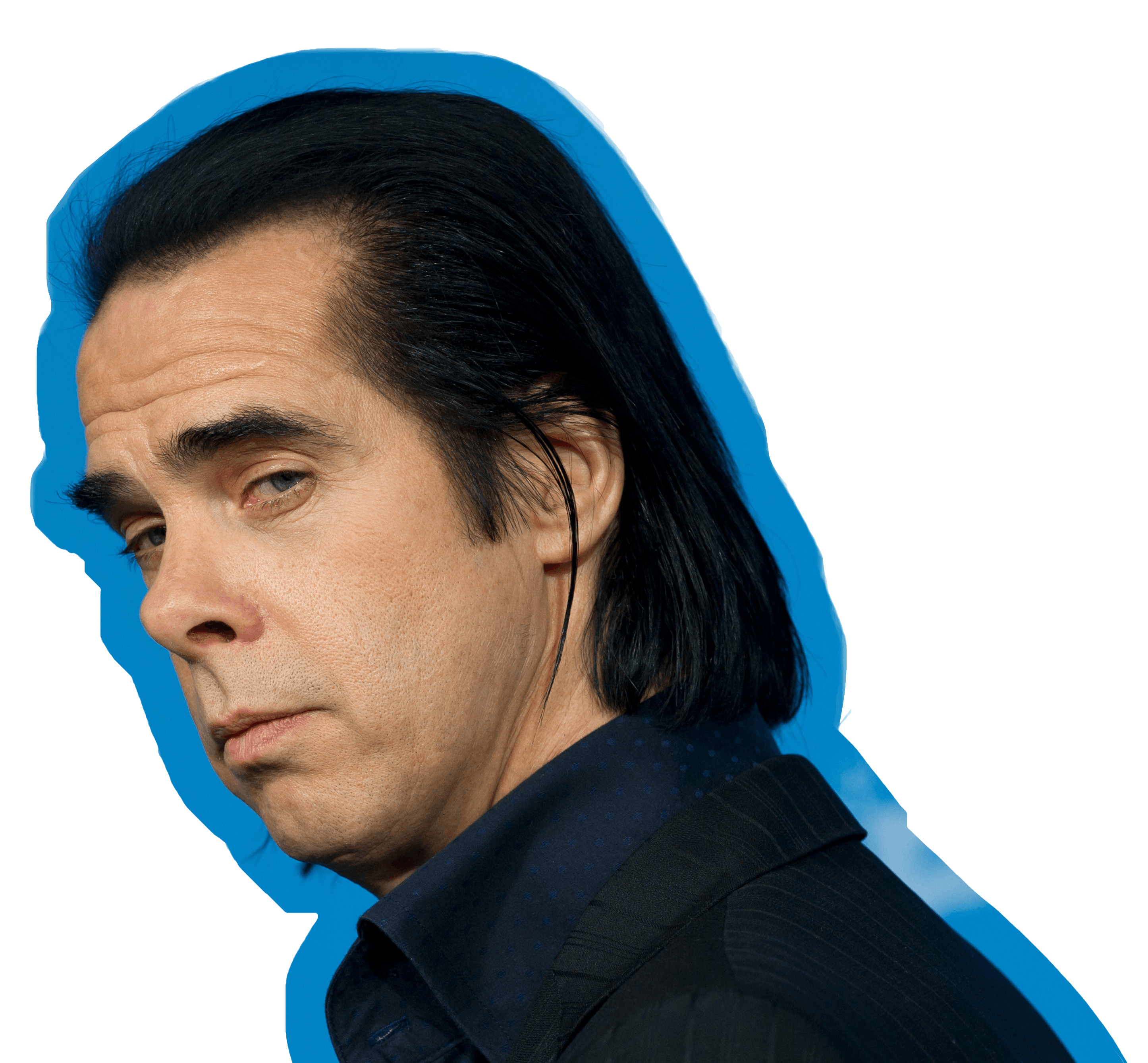 A cutout pic of Nick Cave, King of Darkness and author of a surprisingly relatable newsletter