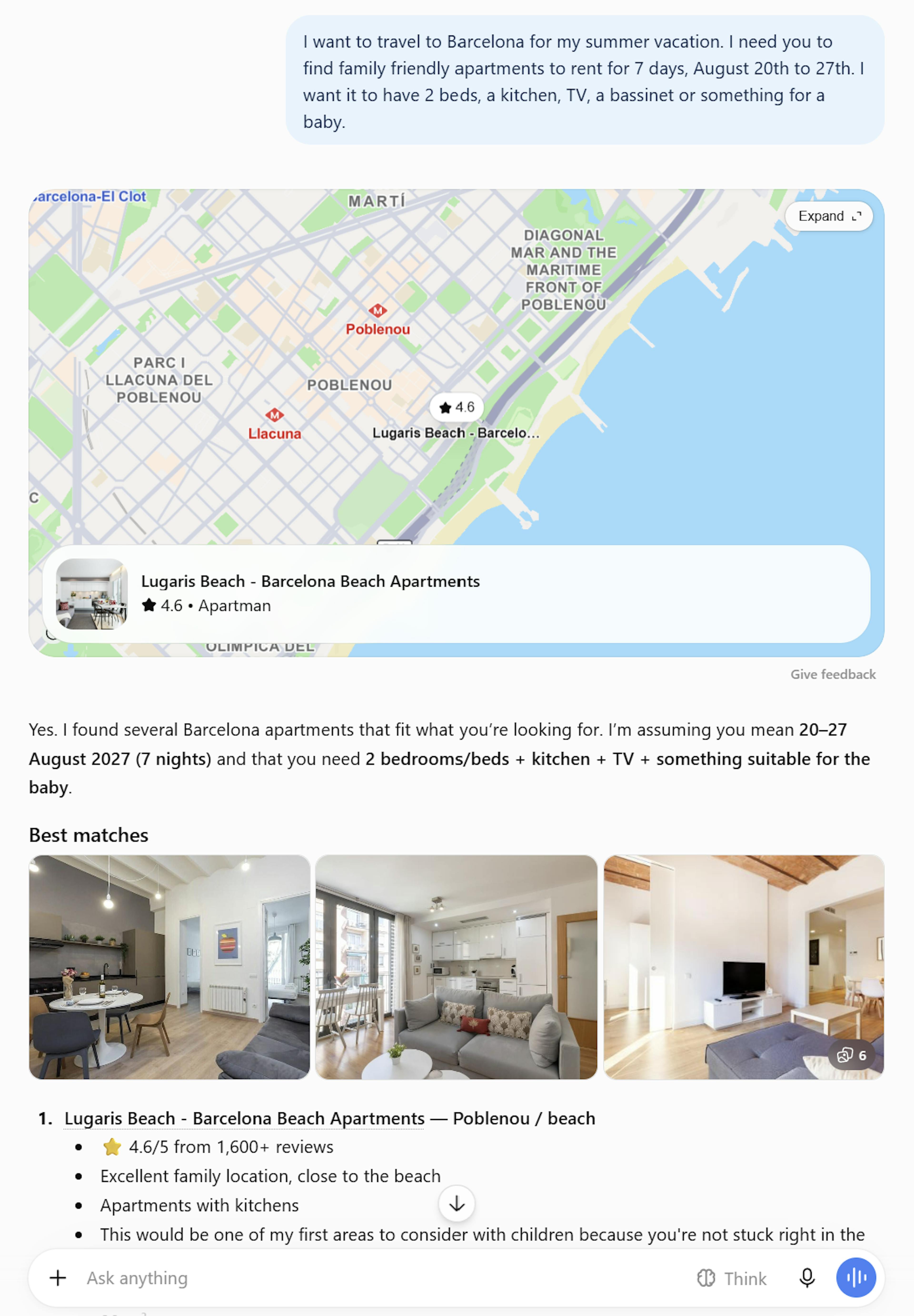 chatGPT travel prompt search example