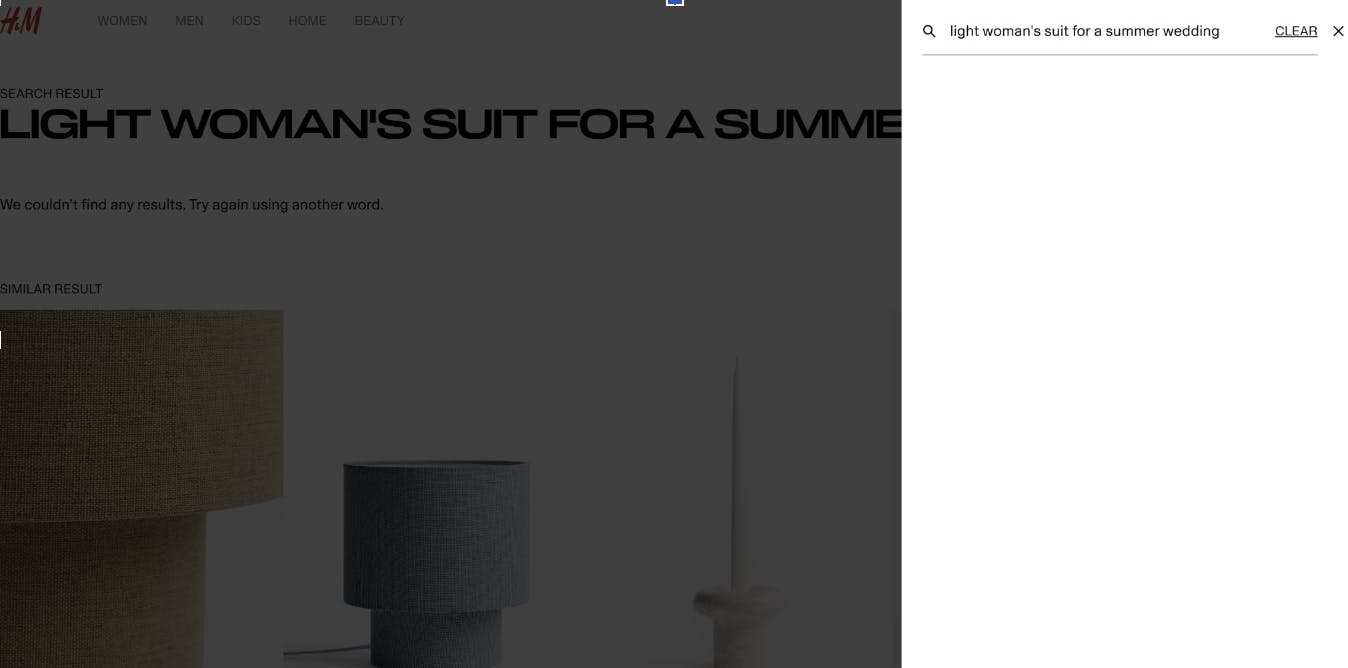 H&M search bar traditional