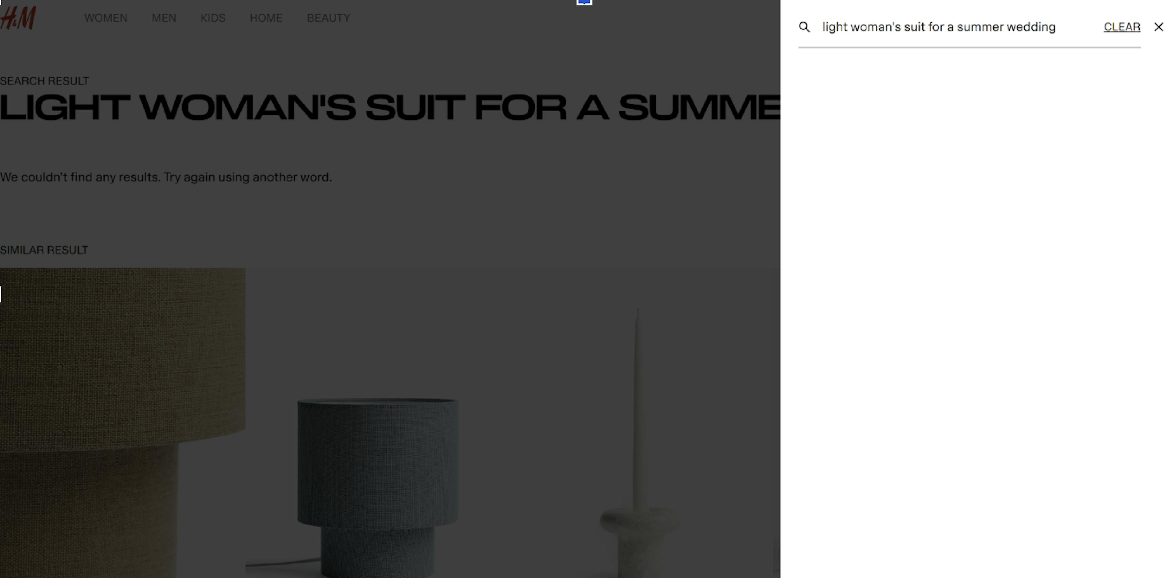 H&M search bar traditional
