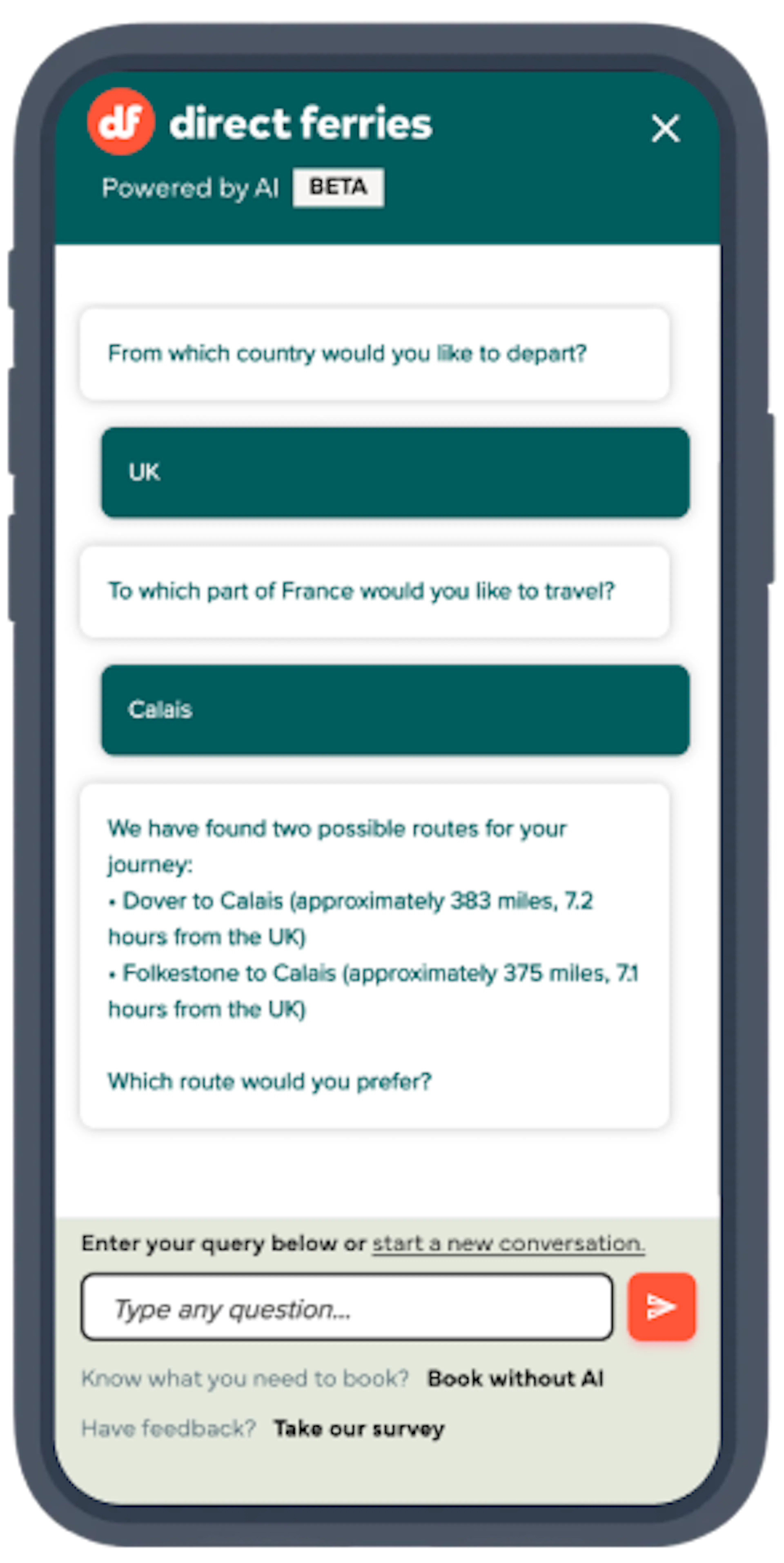 What we built for Direct Ferries, on a phone