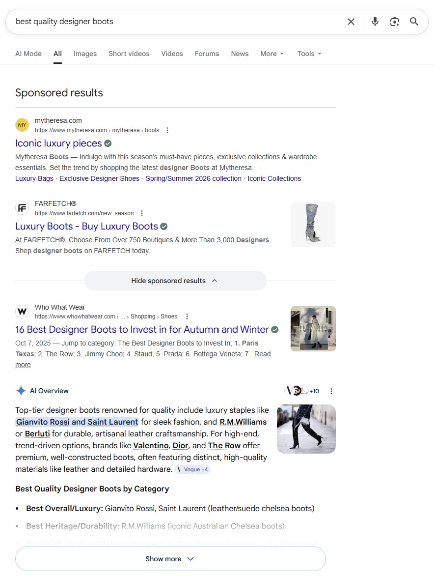 AIO sponsored ad on top