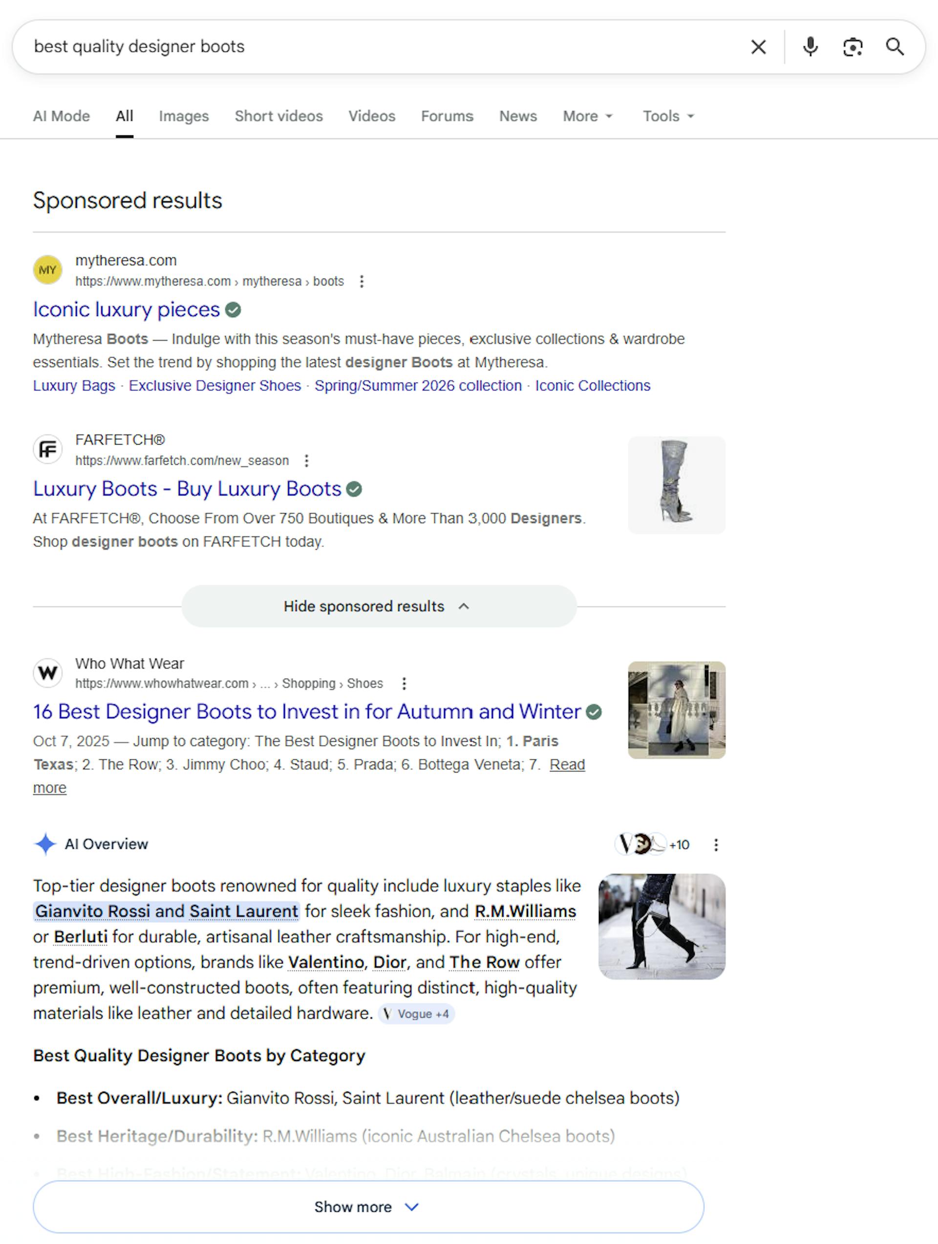 AIO sponsored ad on top