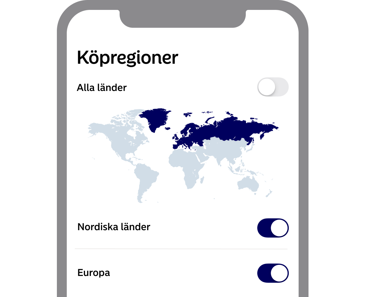 Köpregioner bild från First Card app